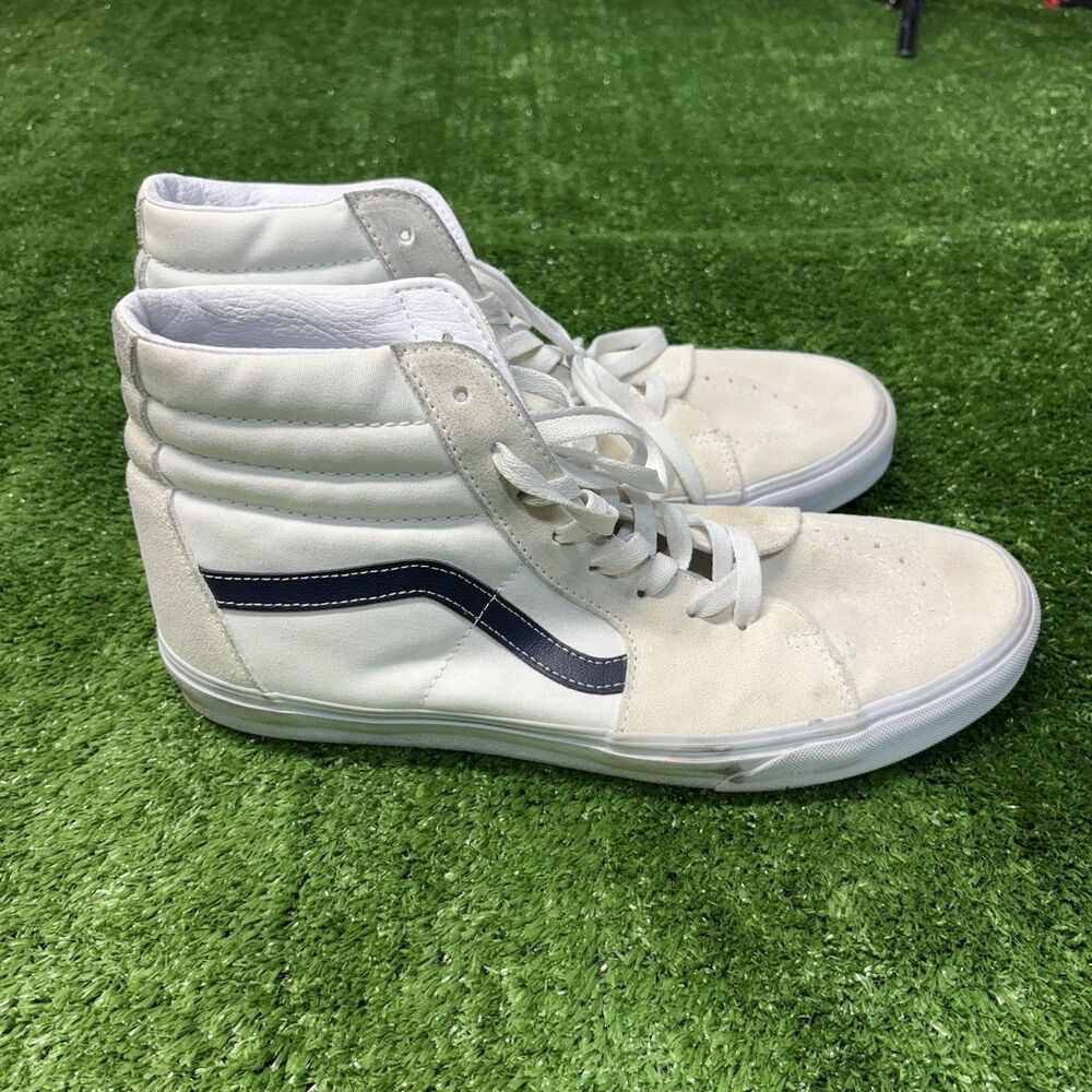 VANS Sk8-Hi High-Top Sneakers White Beige Black Canvas Men's Casual Size 13